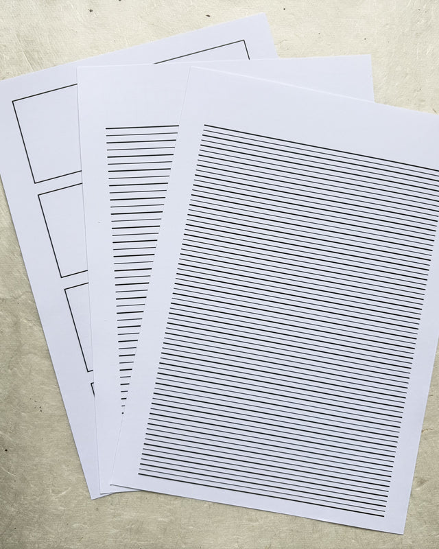 Inkful Mind Notizbuch A5 — handgefertigt, Weiß, 96 Seiten, mit 6 Lineaturen